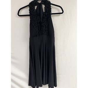 Onyx Nite Womens Halter neck Ruffle Midi A-line Cocktails Dress Black Size 10